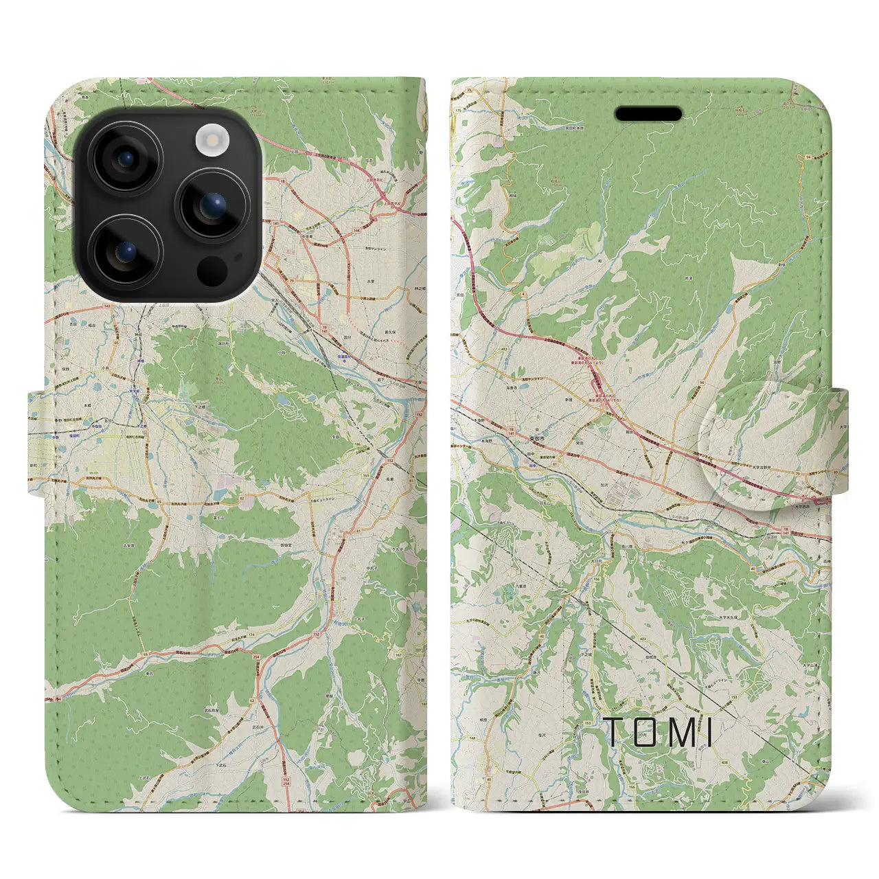 【東御(長野県)】地図柄iPhoneケース(手帳タイプ)ナチュラル・iPhone 16 用