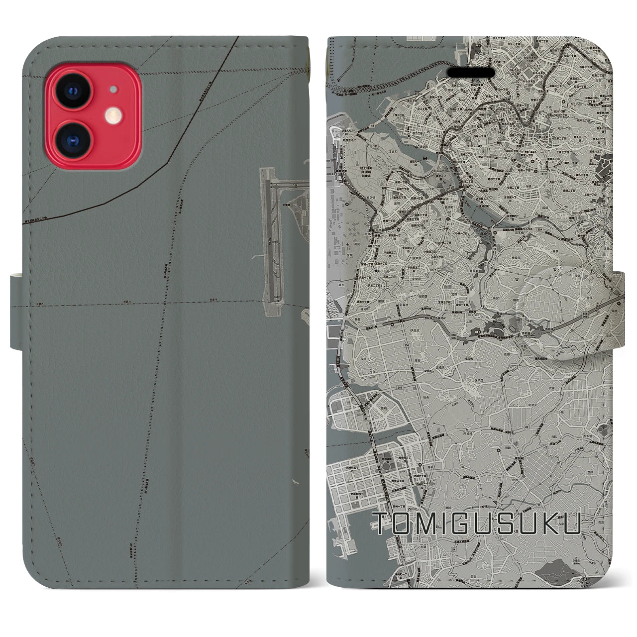 【豊見城(沖縄県)】地図柄iPhoneケース(手帳タイプ)モノトーン・iPhone 11 用