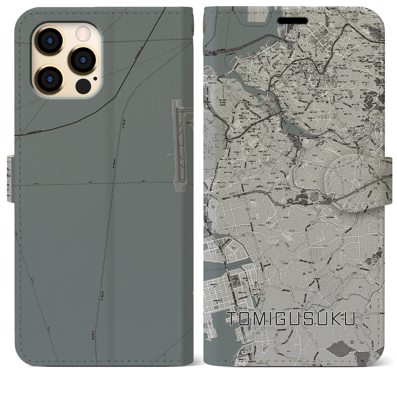 【豊見城(沖縄県)】地図柄iPhoneケース(手帳タイプ)モノトーン・iPhone 12 Pro Max 用