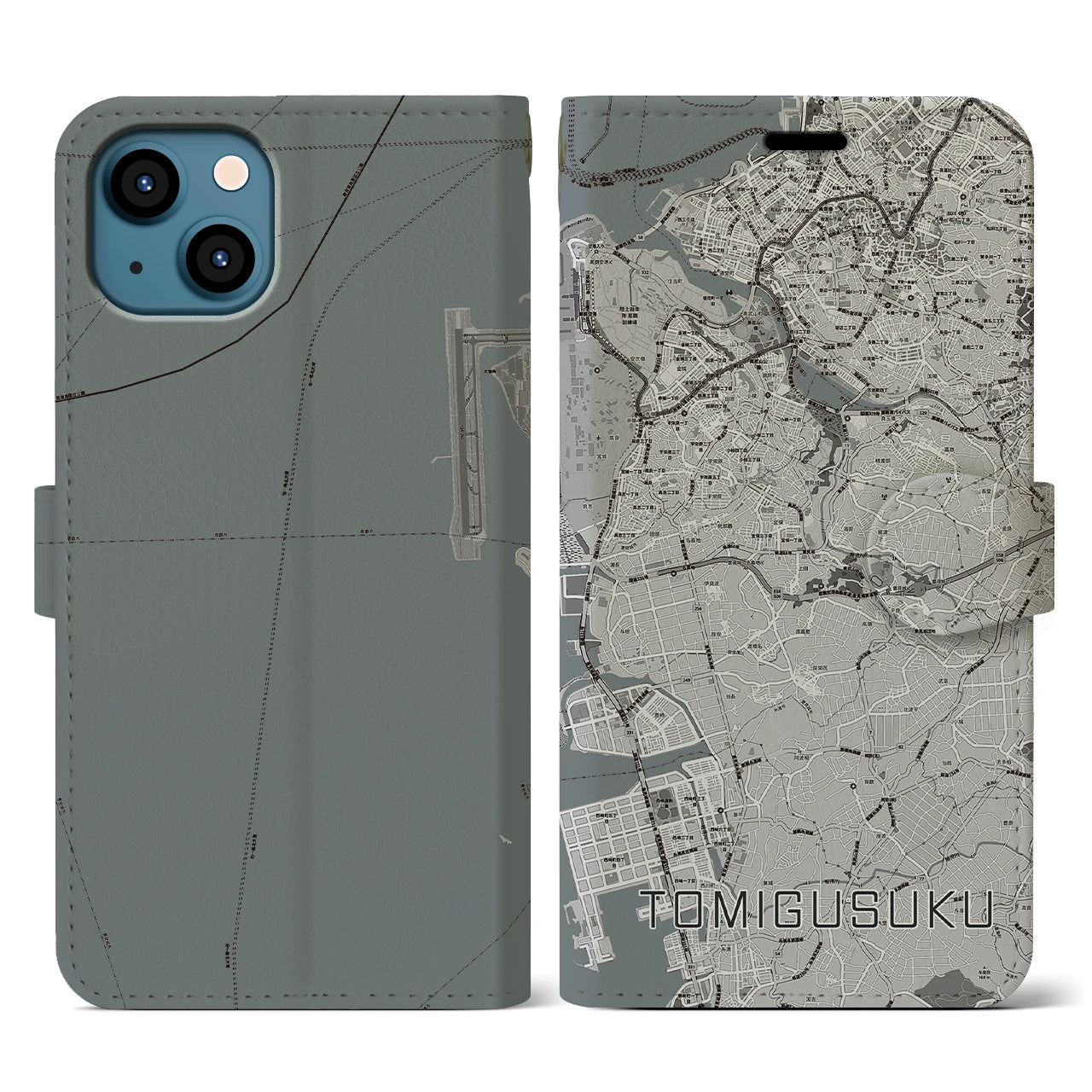 【豊見城(沖縄県)】地図柄iPhoneケース(手帳タイプ)モノトーン・iPhone 13 用