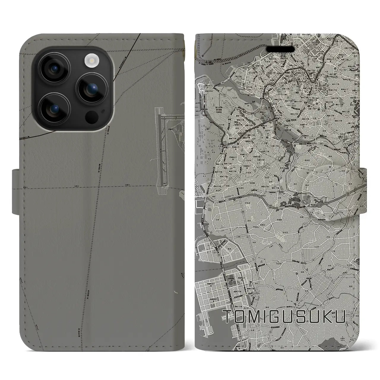【豊見城(沖縄県)】地図柄iPhoneケース(手帳タイプ)モノトーン・iPhone 16 用