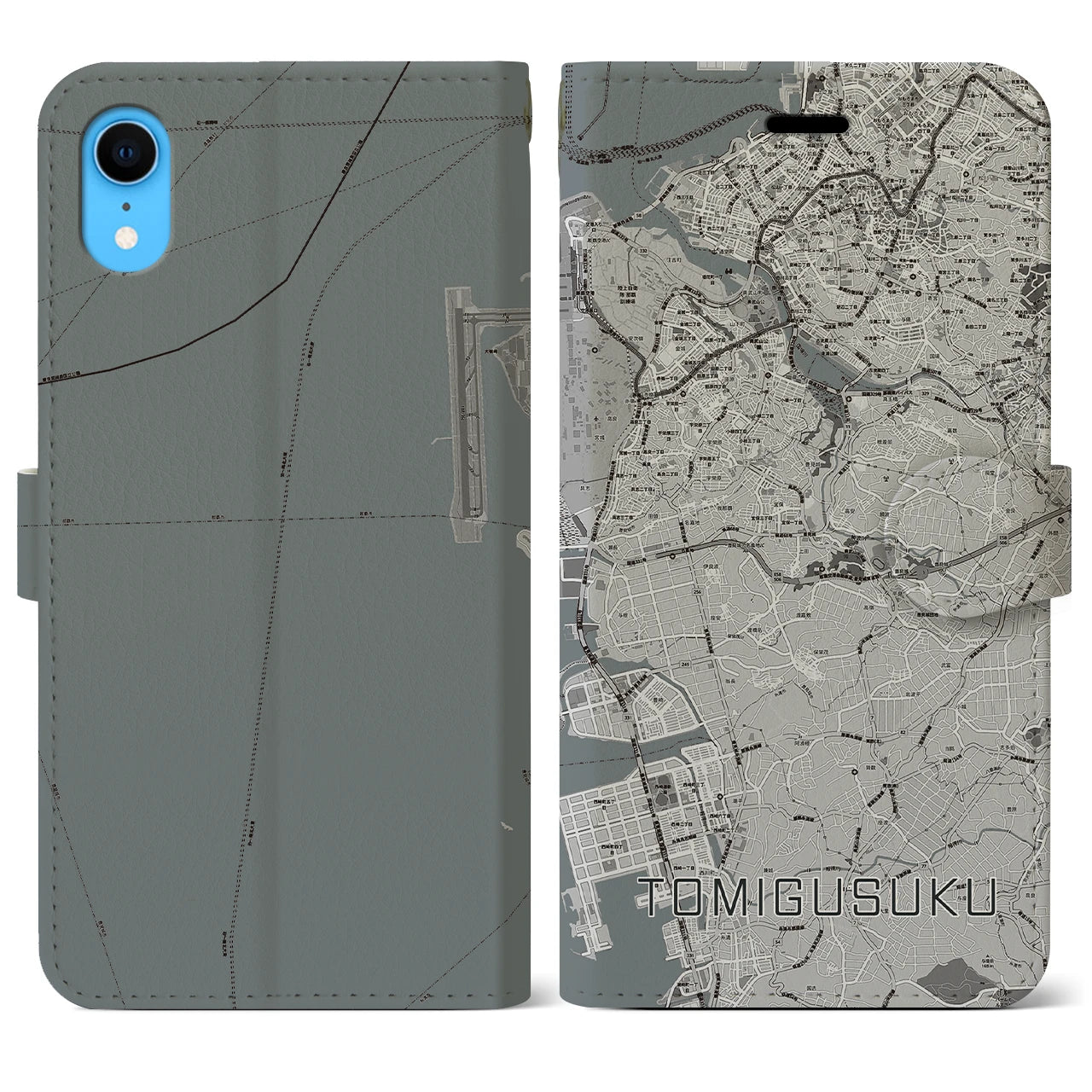 【豊見城(沖縄県)】地図柄iPhoneケース(手帳タイプ)モノトーン・iPhone XR 用