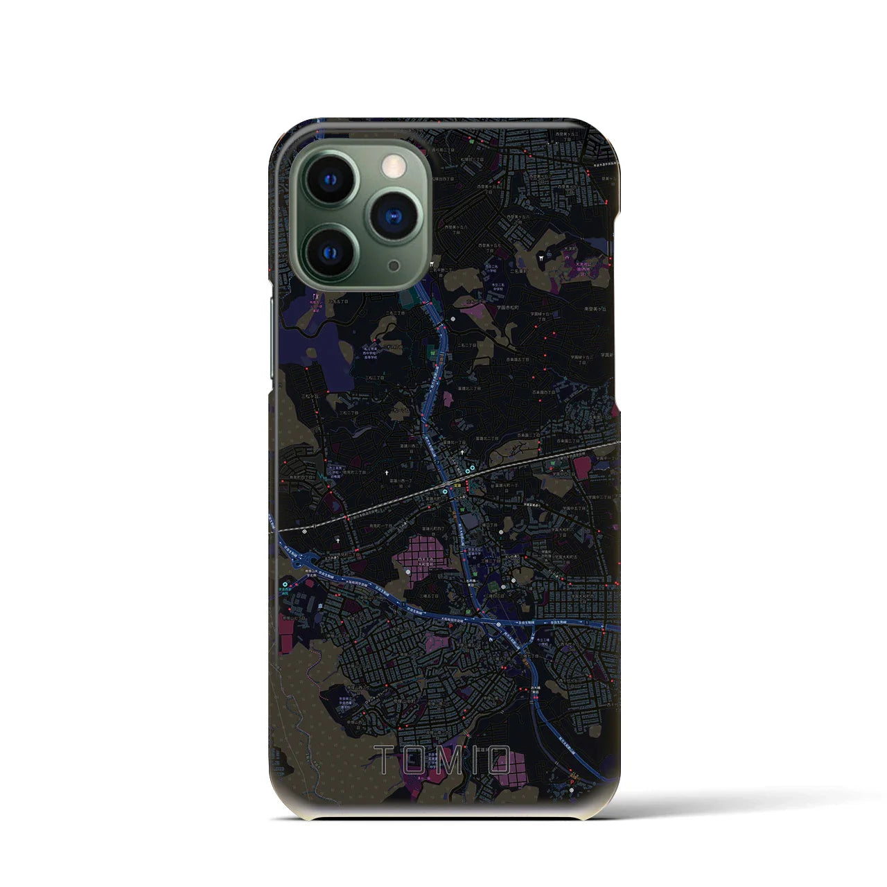 【富雄(奈良県)】地図柄iPhoneケース(バックカバータイプ)