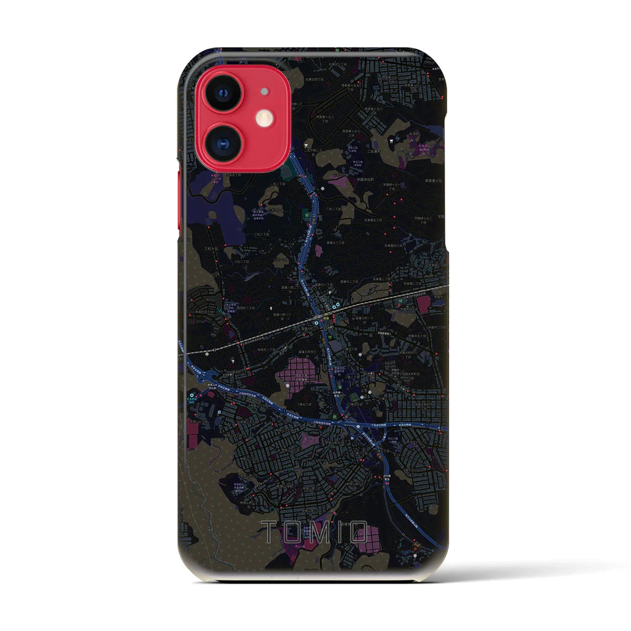 【富雄(奈良県)】地図柄iPhoneケース(バックカバータイプ)