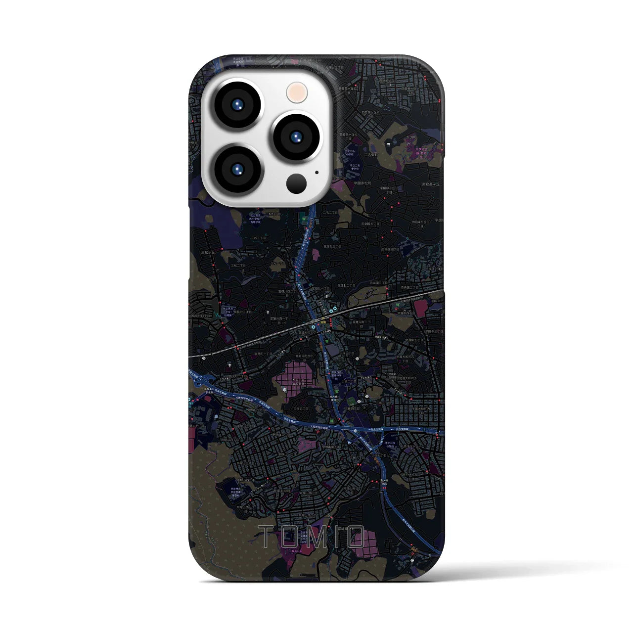 【富雄(奈良県)】地図柄iPhoneケース(バックカバータイプ)