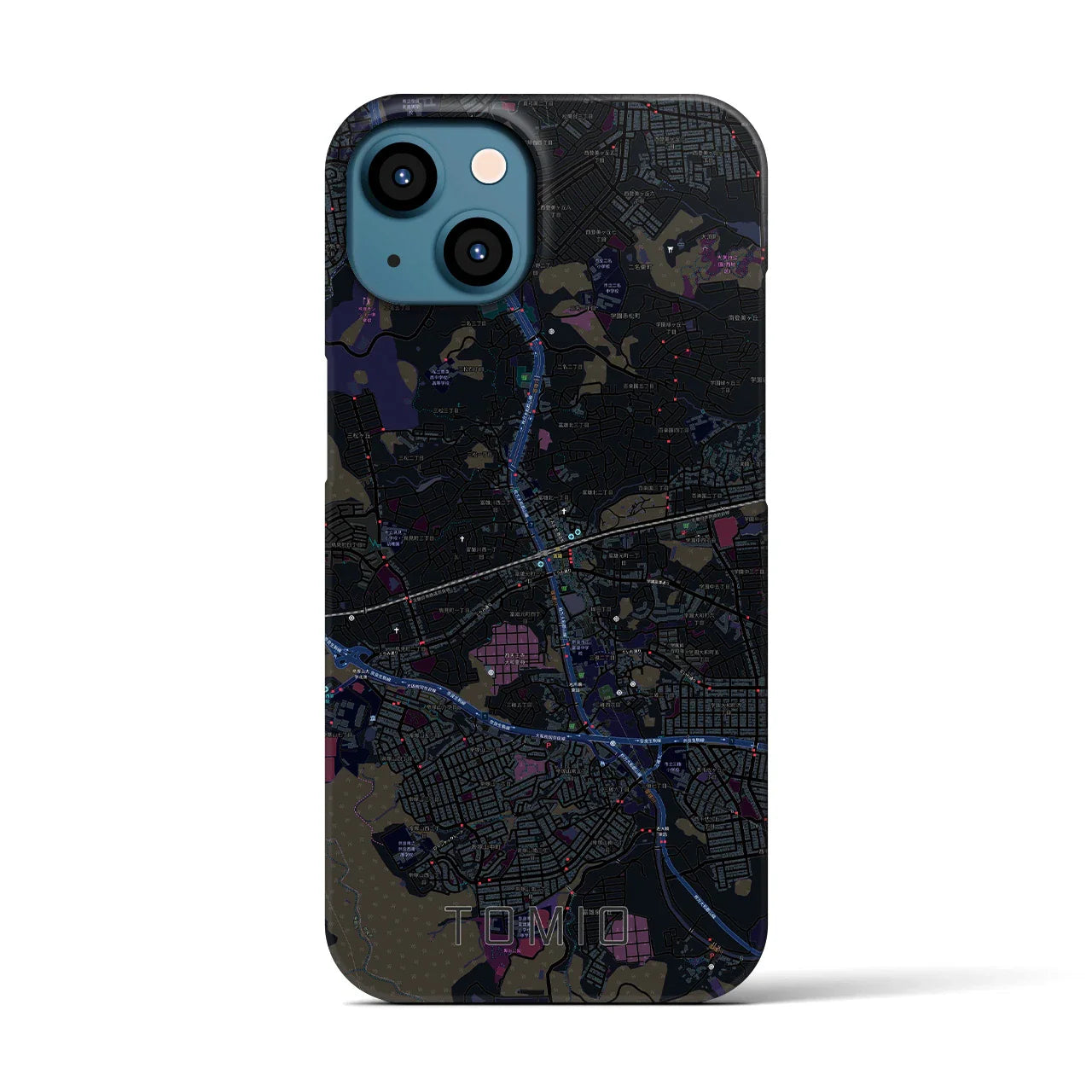 【富雄(奈良県)】地図柄iPhoneケース(バックカバータイプ)