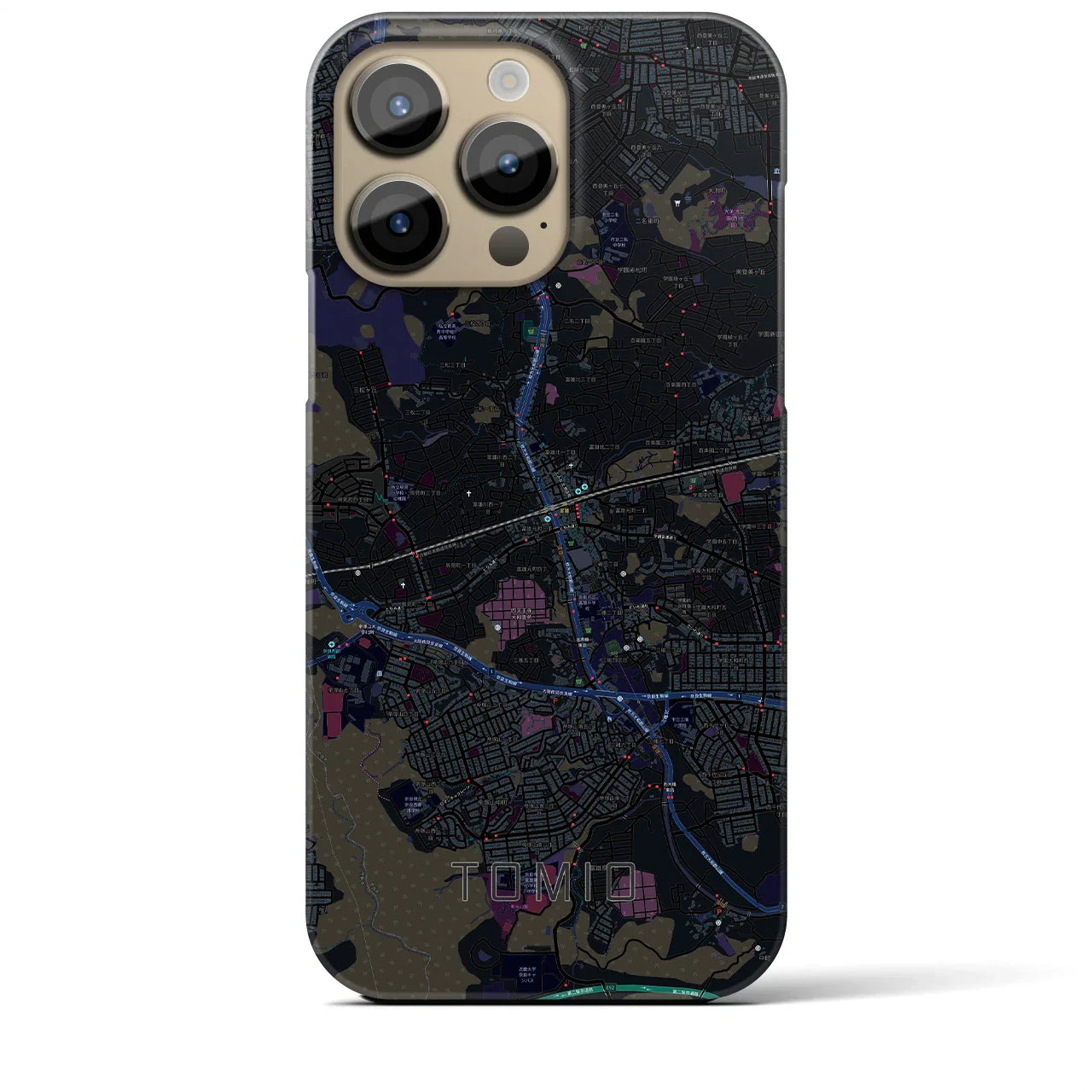 【富雄(奈良県)】地図柄iPhoneケース(バックカバータイプ)