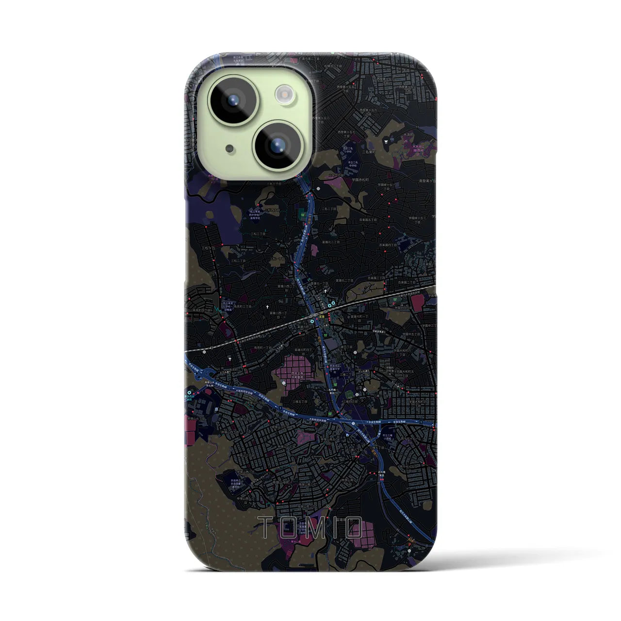 【富雄(奈良県)】地図柄iPhoneケース(バックカバータイプ)
