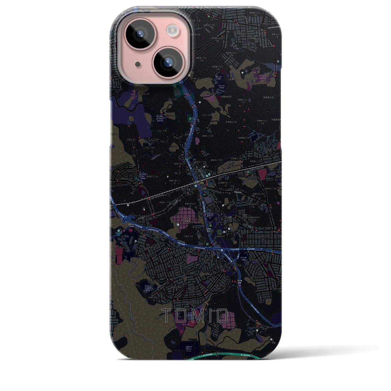 【富雄(奈良県)】地図柄iPhoneケース(バックカバータイプ)