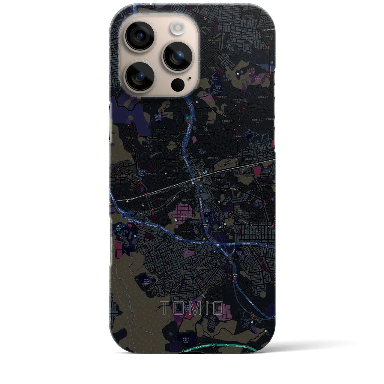 【富雄(奈良県)】地図柄iPhoneケース(バックカバータイプ)
