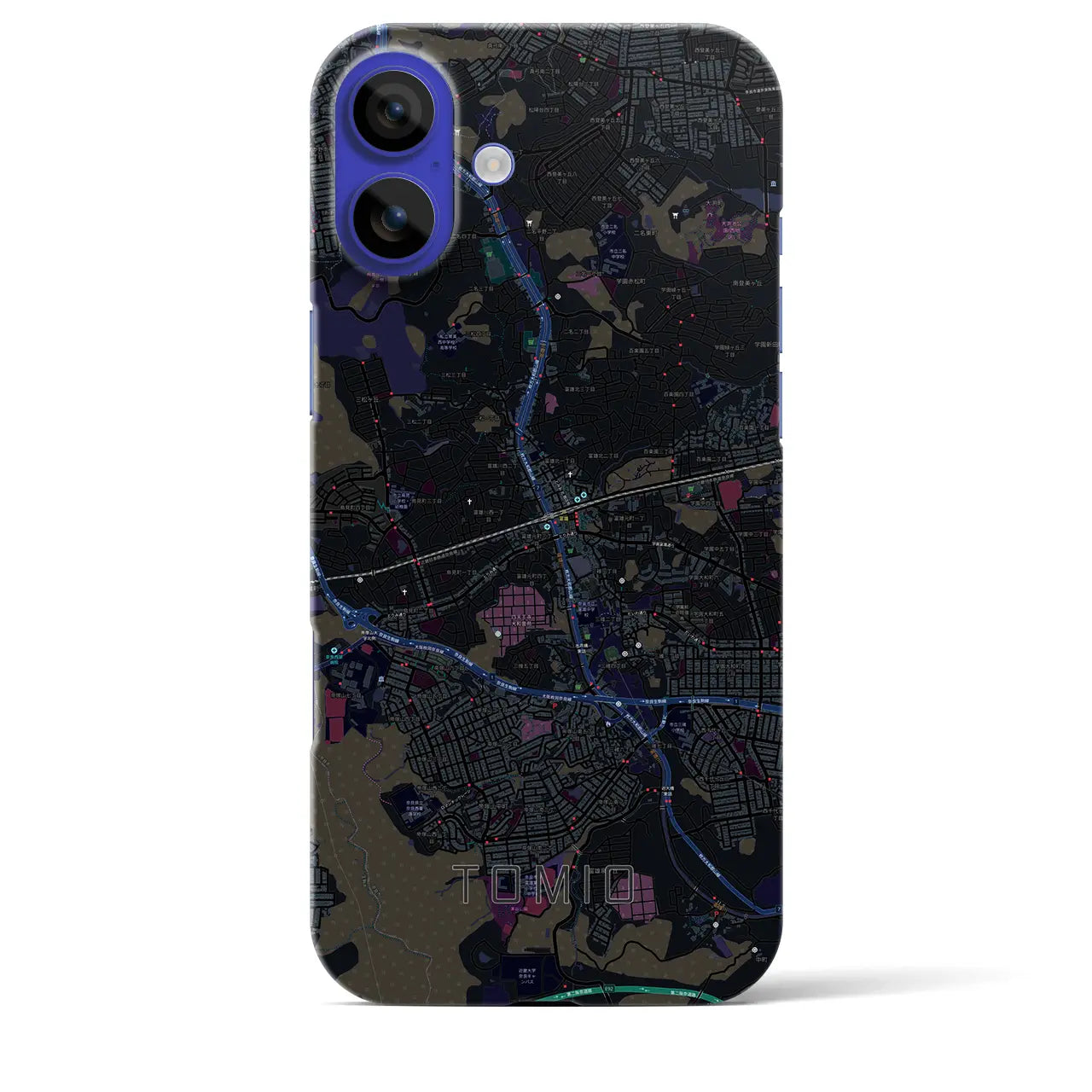 【富雄(奈良県)】地図柄iPhoneケース(バックカバータイプ)