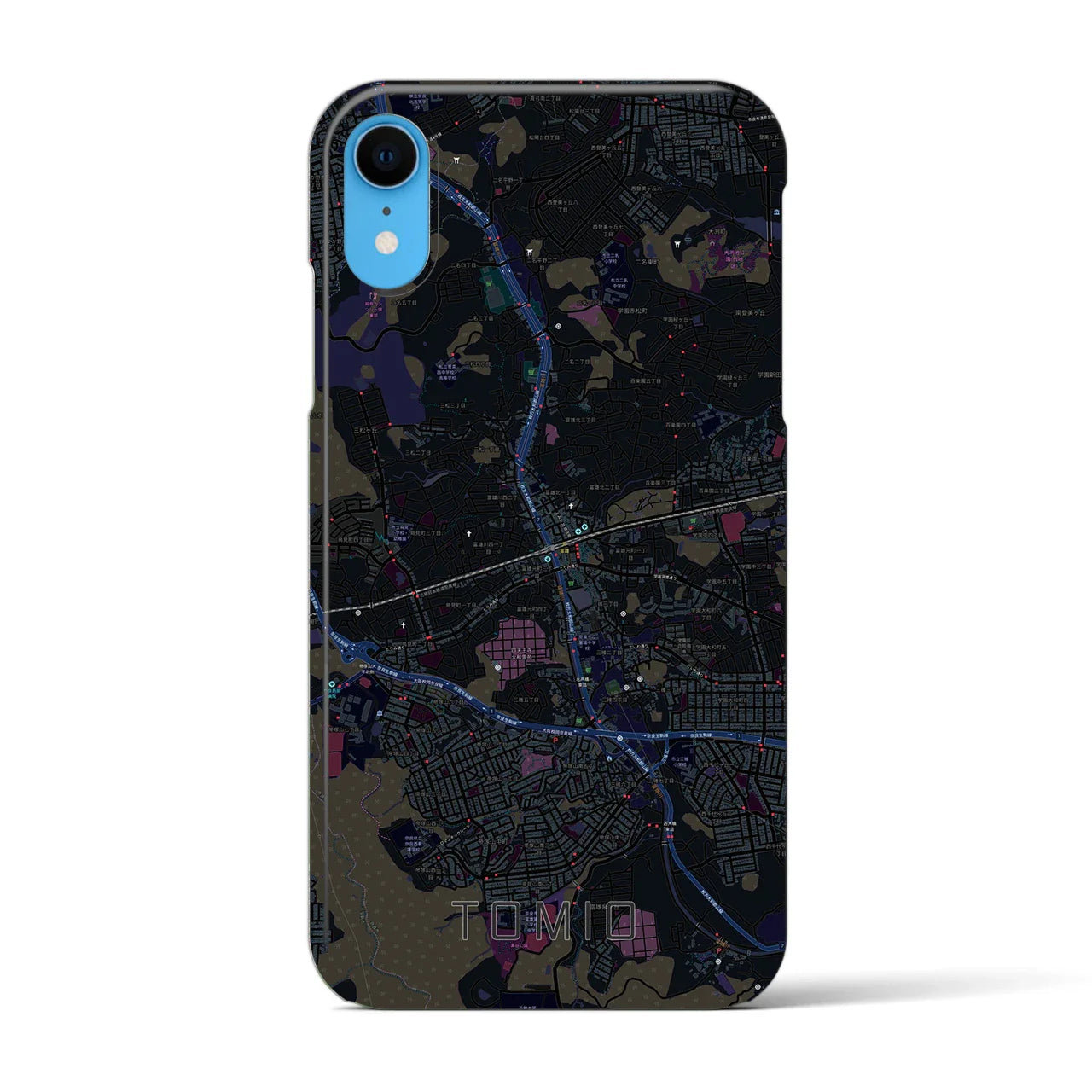 【富雄(奈良県)】地図柄iPhoneケース(バックカバータイプ)