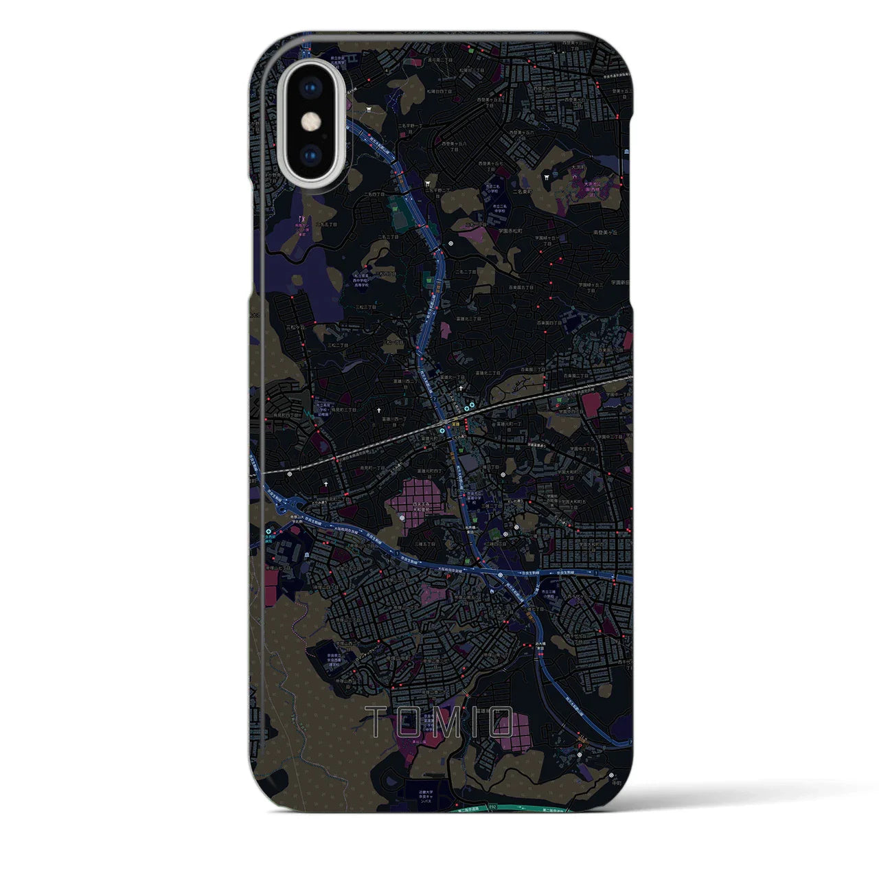 【富雄(奈良県)】地図柄iPhoneケース(バックカバータイプ)
