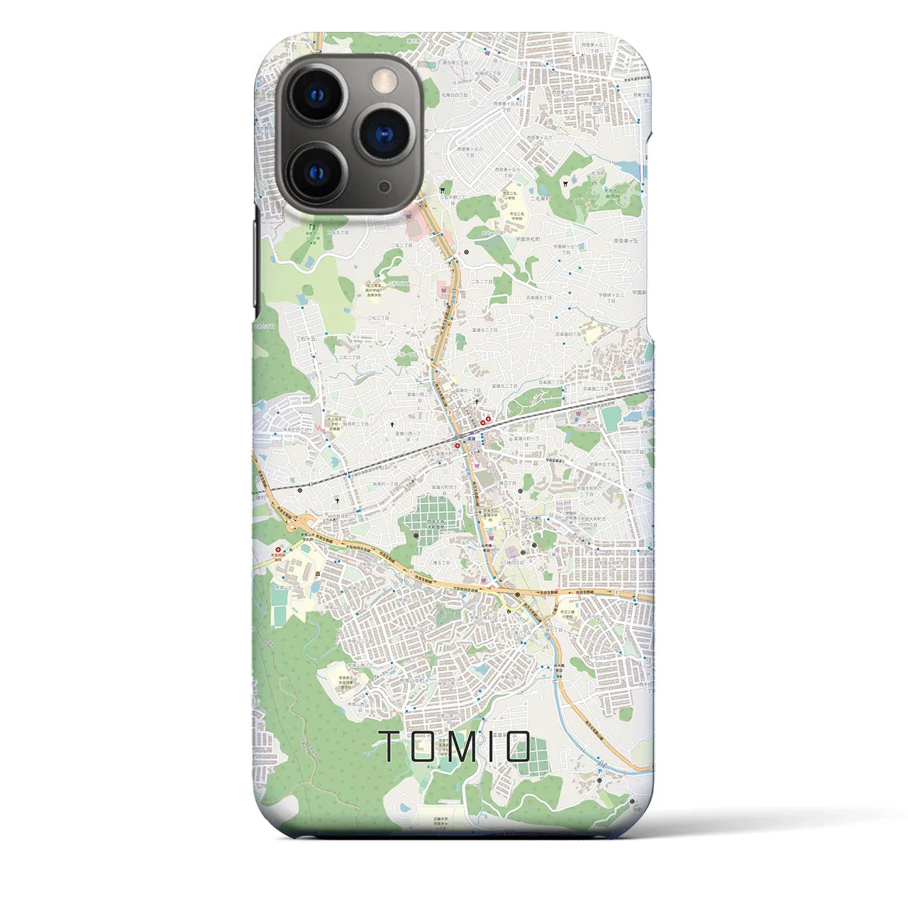 【富雄(奈良県)】地図柄iPhoneケース(バックカバータイプ)