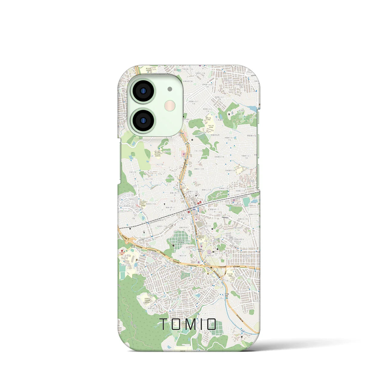 【富雄(奈良県)】地図柄iPhoneケース(バックカバータイプ)
