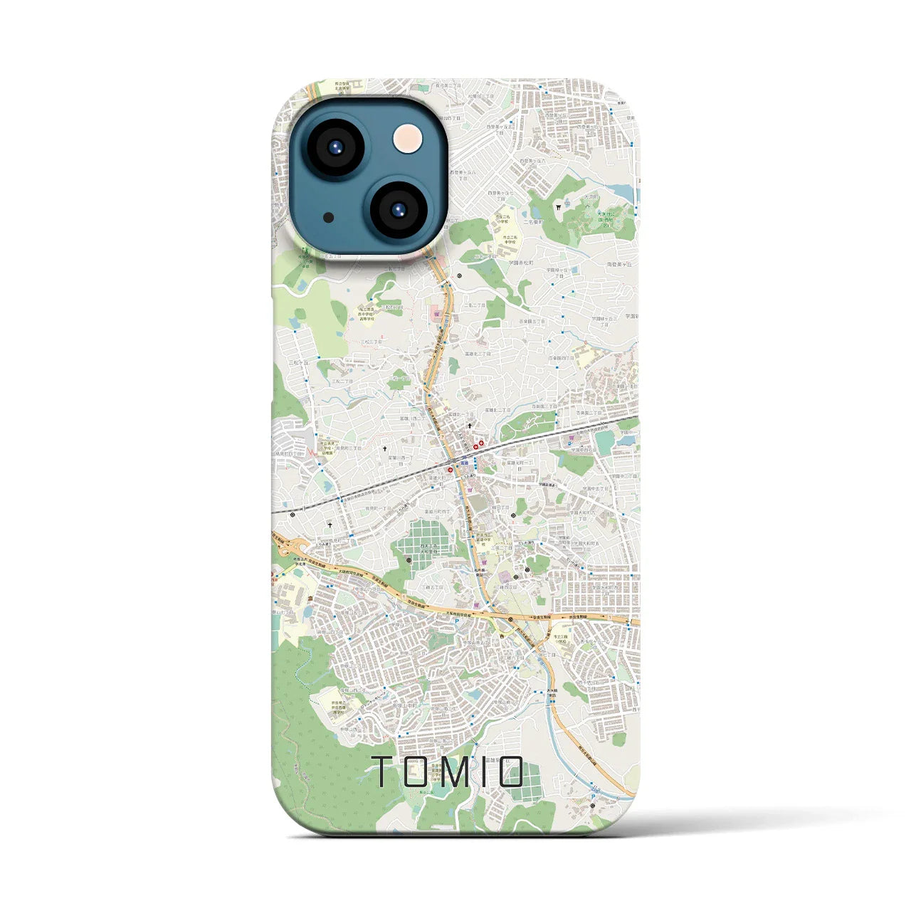 【富雄(奈良県)】地図柄iPhoneケース(バックカバータイプ)