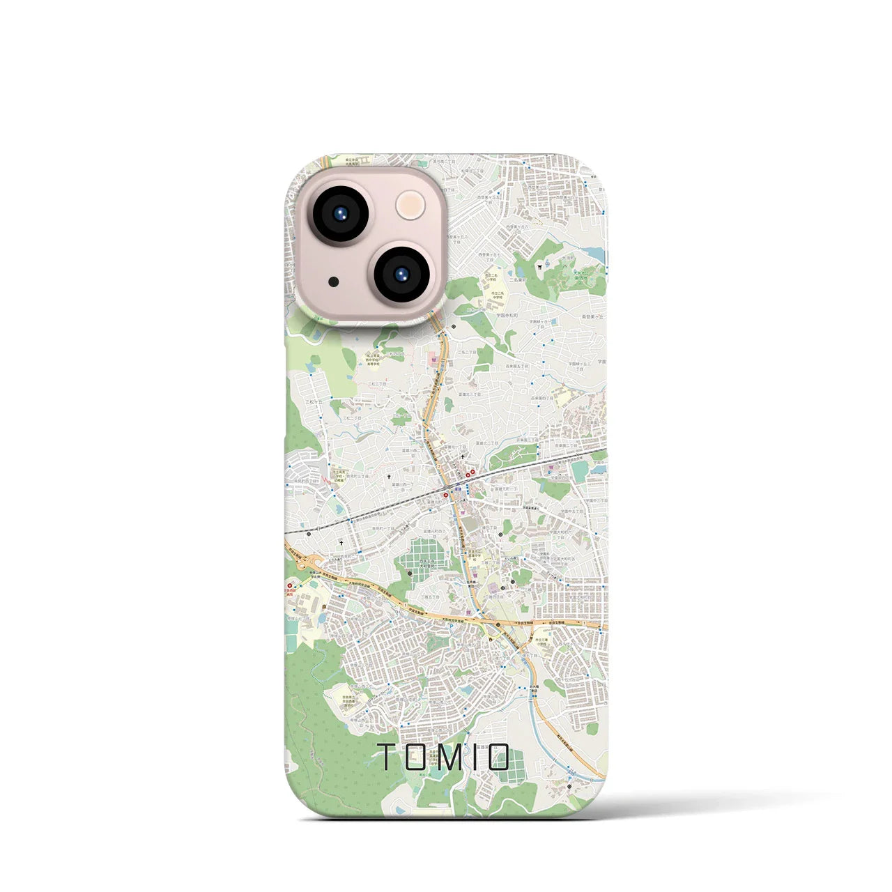【富雄(奈良県)】地図柄iPhoneケース(バックカバータイプ)
