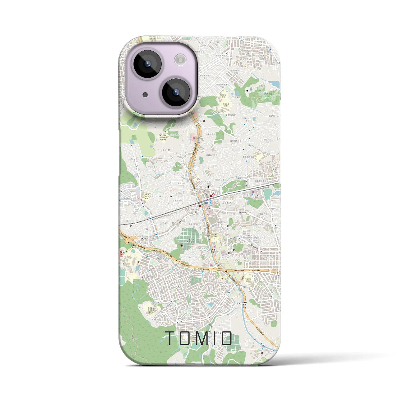 【富雄(奈良県)】地図柄iPhoneケース(バックカバータイプ)