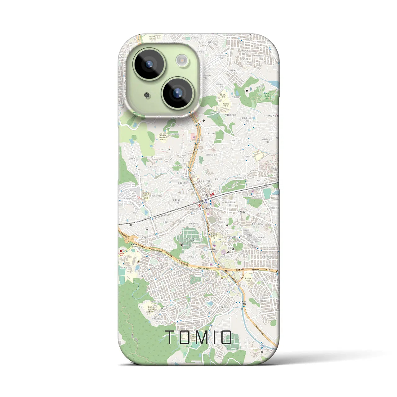 【富雄(奈良県)】地図柄iPhoneケース(バックカバータイプ)