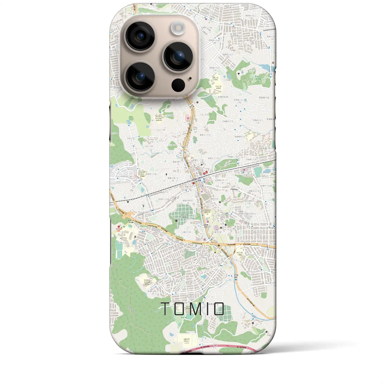 【富雄(奈良県)】地図柄iPhoneケース(バックカバータイプ)