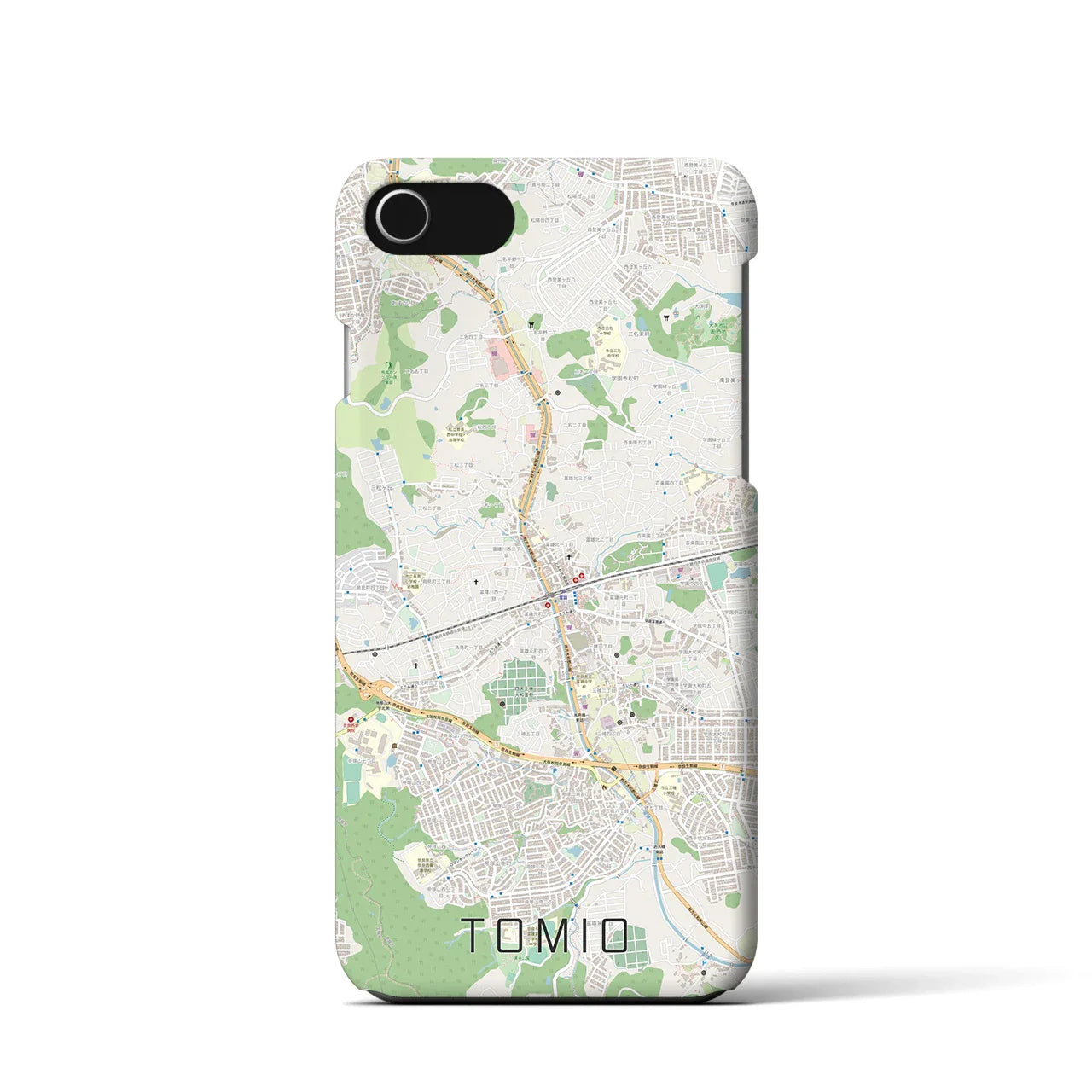 【富雄(奈良県)】地図柄iPhoneケース(バックカバータイプ)