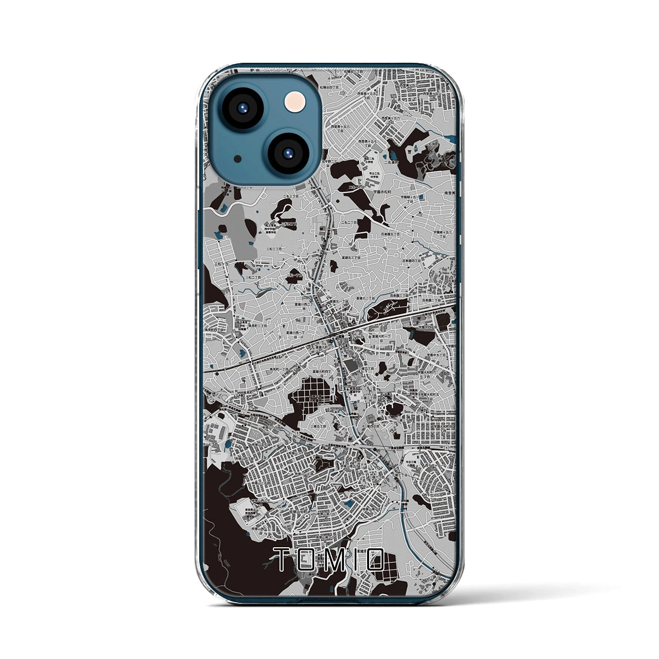 【富雄(奈良県)】地図柄iPhoneケース(クリアタイプ)