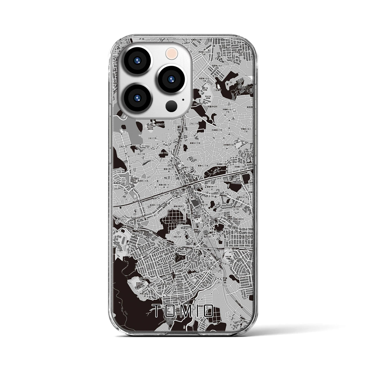 【富雄(奈良県)】地図柄iPhoneケース(クリアタイプ)