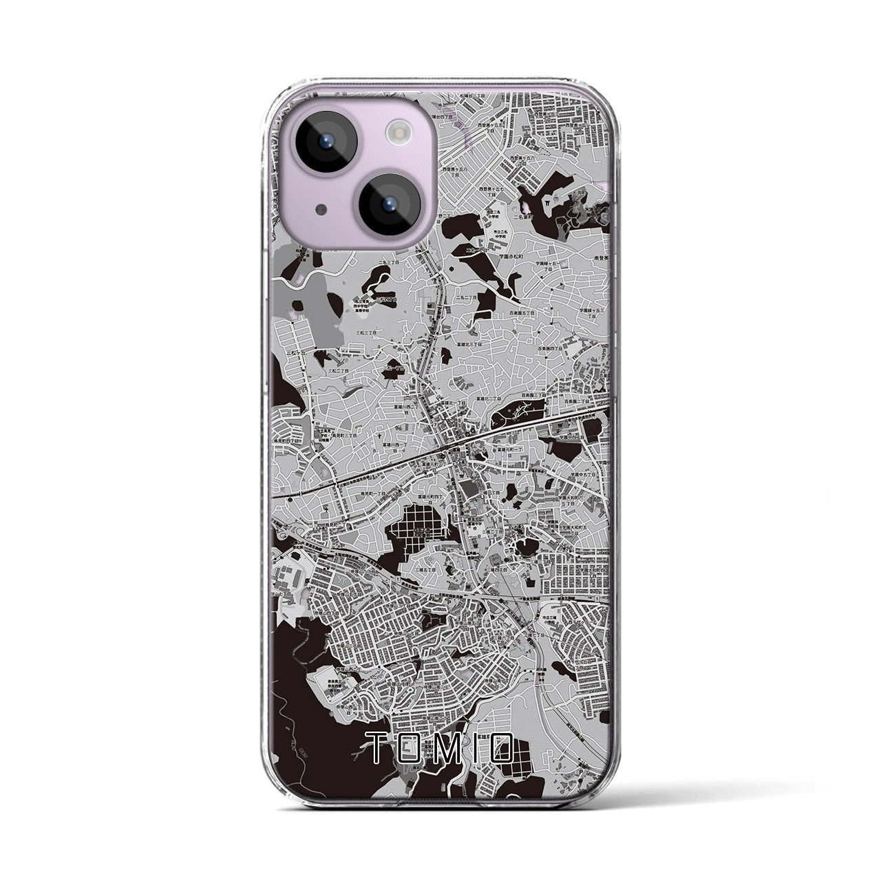 【富雄(奈良県)】地図柄iPhoneケース(クリアタイプ)