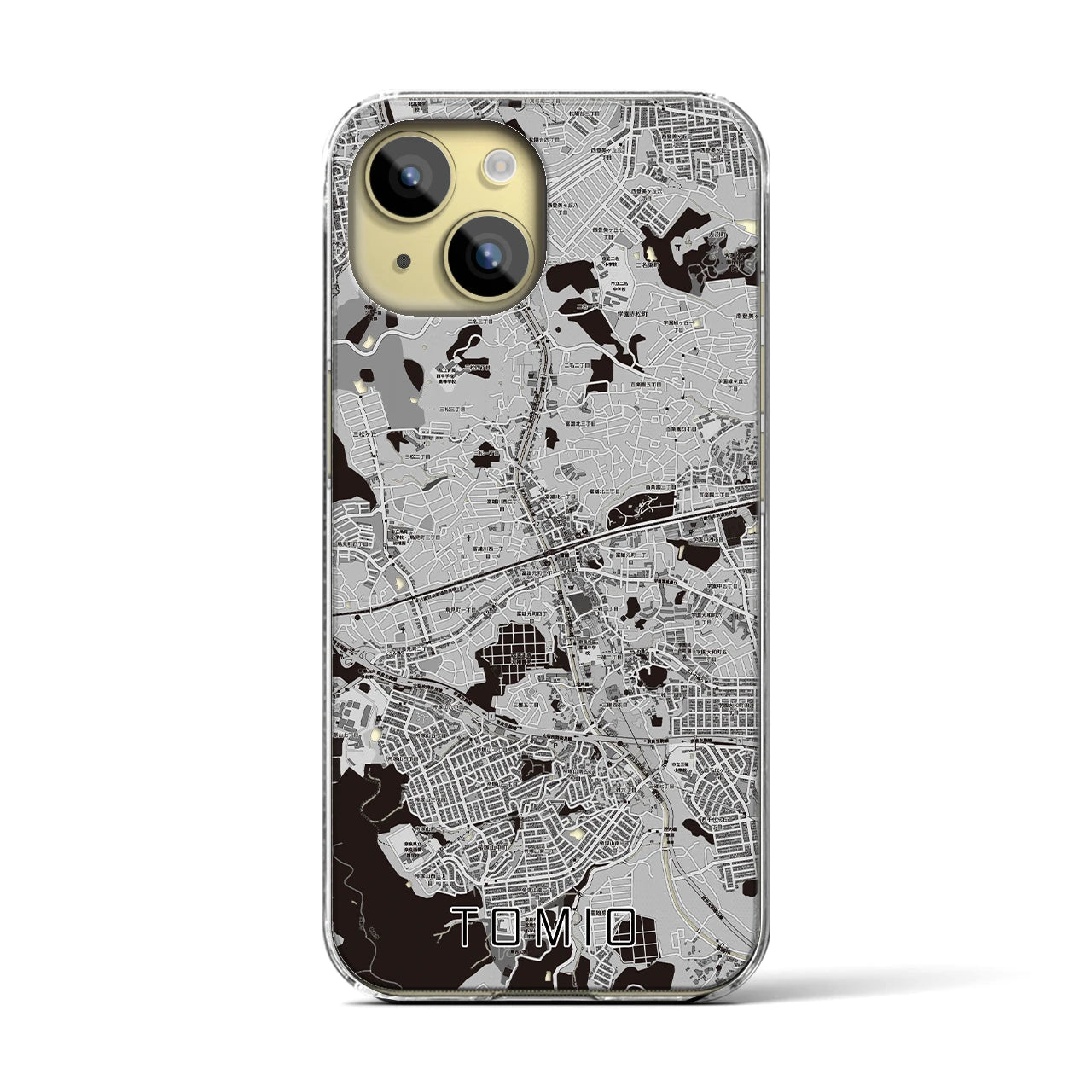 【富雄(奈良県)】地図柄iPhoneケース(クリアタイプ)