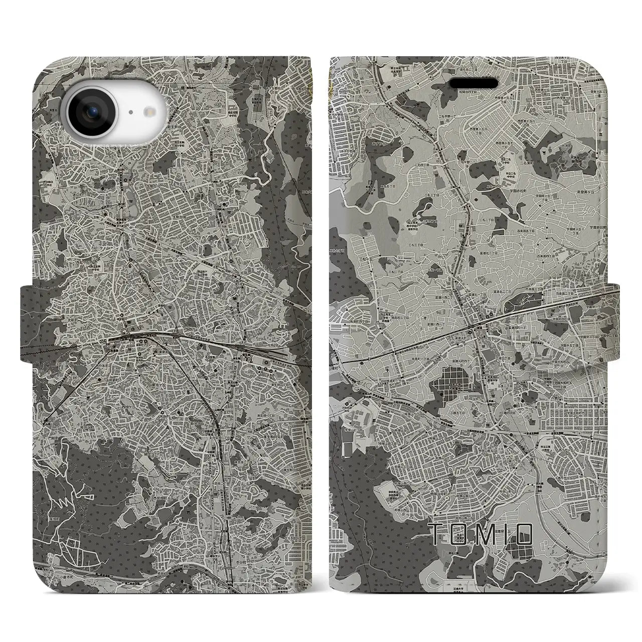 【富雄(奈良県)】地図柄iPhoneケース(手帳タイプ)