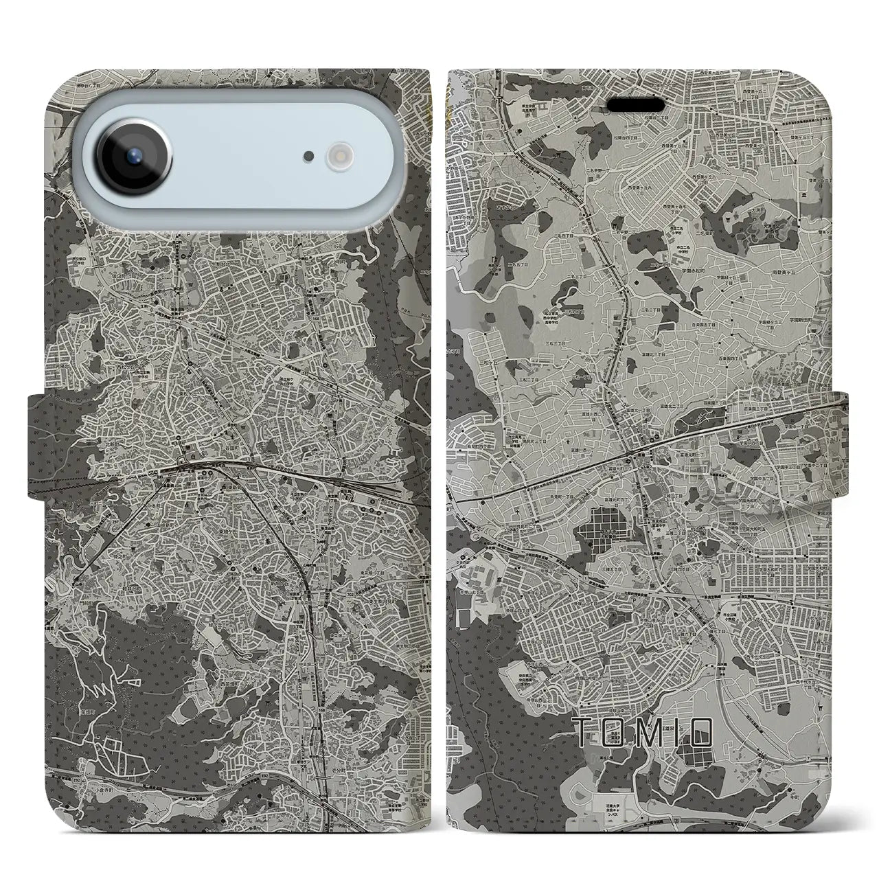 【富雄(奈良県)】地図柄iPhoneケース(手帳タイプ)