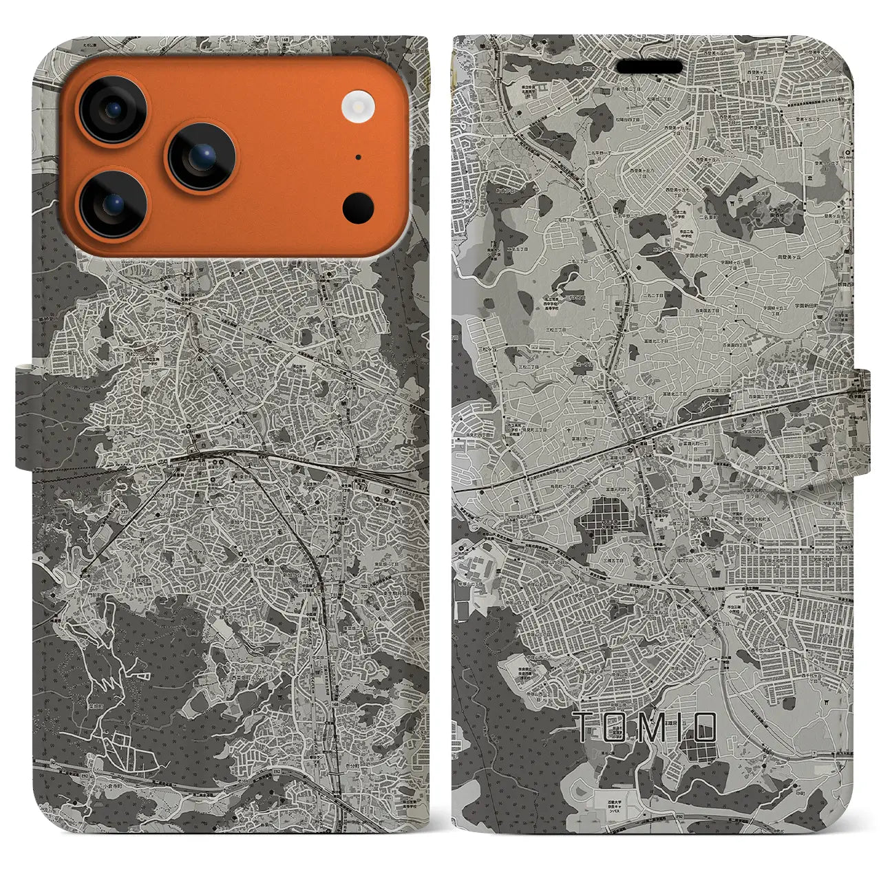 【富雄(奈良県)】地図柄iPhoneケース(手帳タイプ)