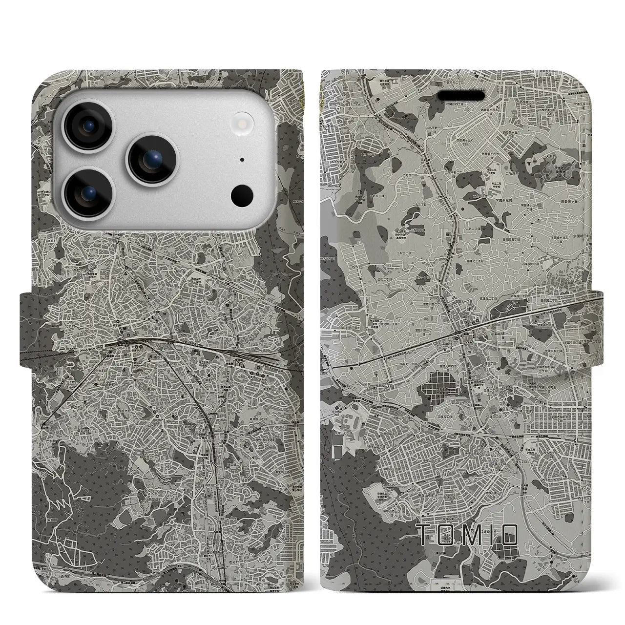 【富雄(奈良県)】地図柄iPhoneケース(手帳タイプ)