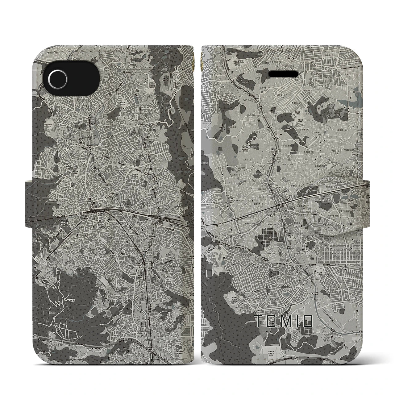 【富雄(奈良県)】地図柄iPhoneケース(手帳タイプ)