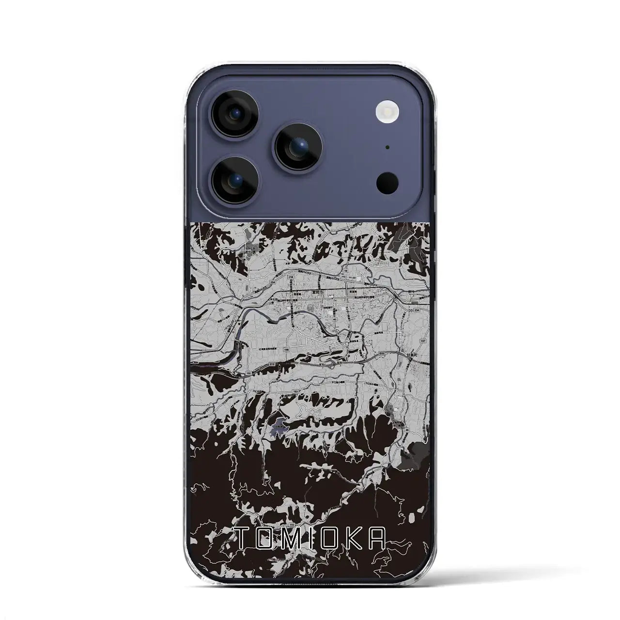 【富岡(群馬県)】地図柄iPhoneケース(クリアタイプ)モノトーン・iPhone 17 Pro Max 用