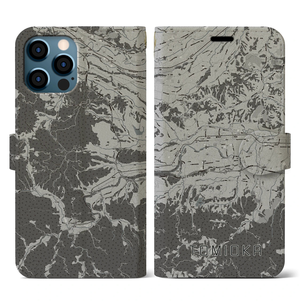 【富岡(群馬県)】地図柄iPhoneケース(手帳タイプ)