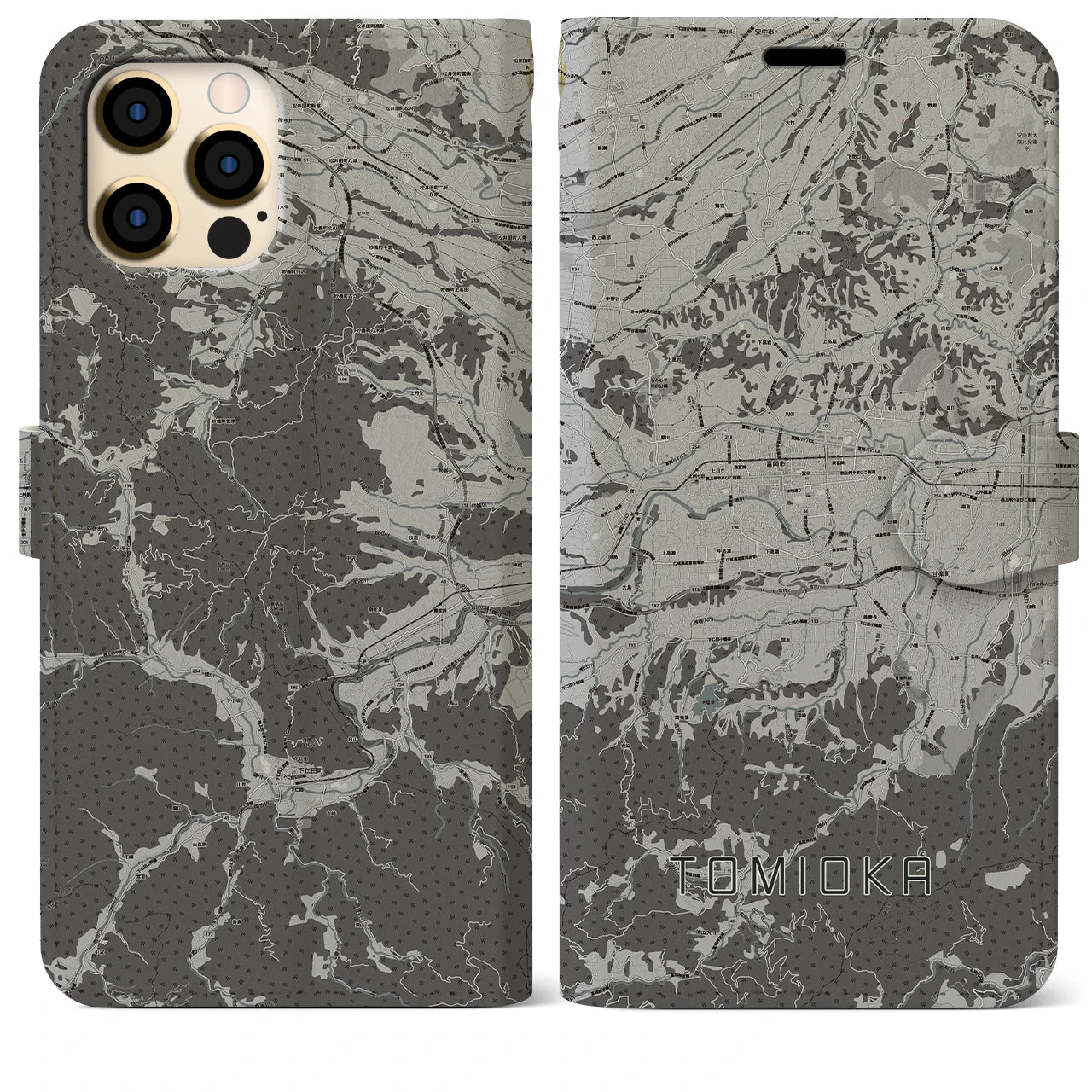 【富岡(群馬県)】地図柄iPhoneケース(手帳タイプ)