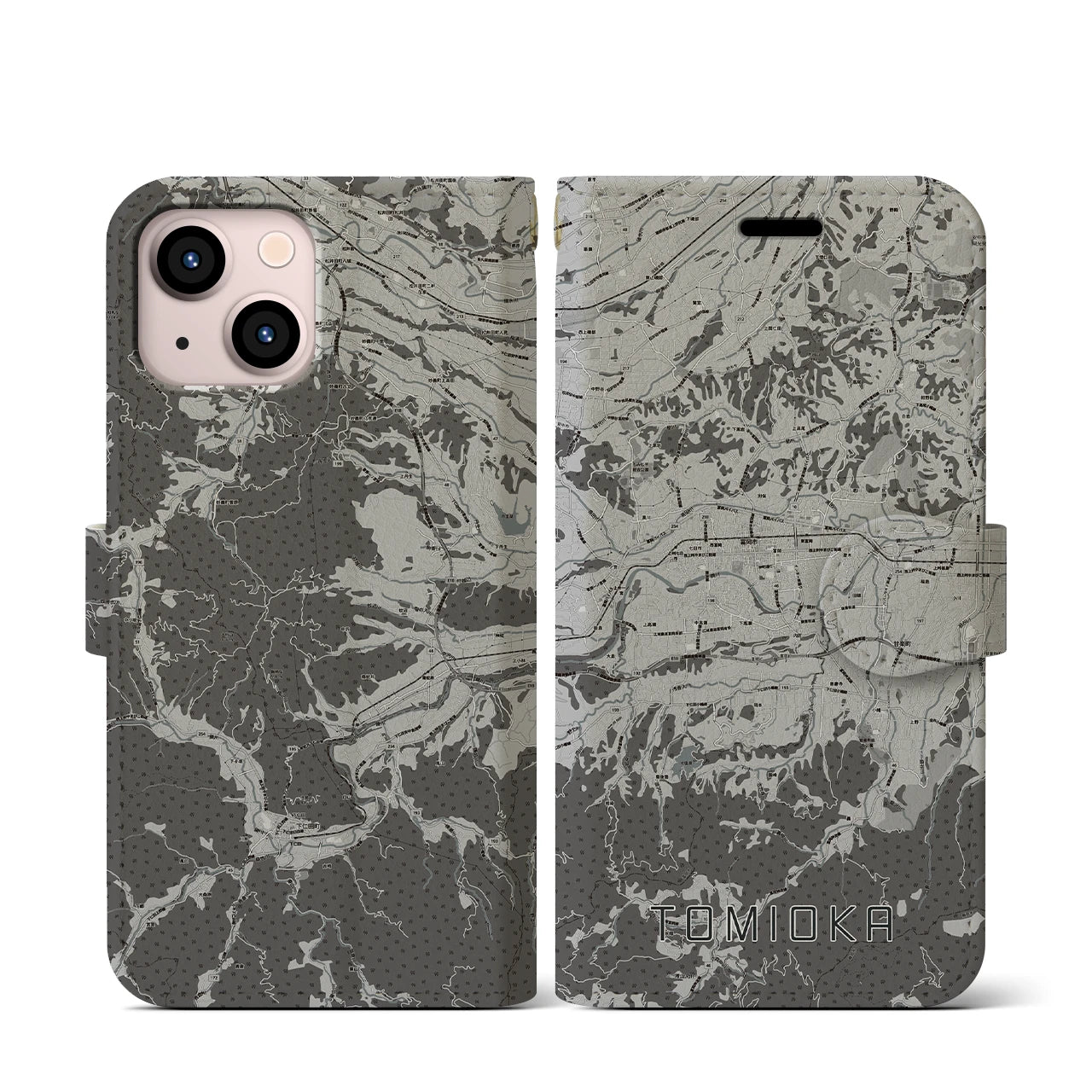 【富岡(群馬県)】地図柄iPhoneケース(手帳タイプ)