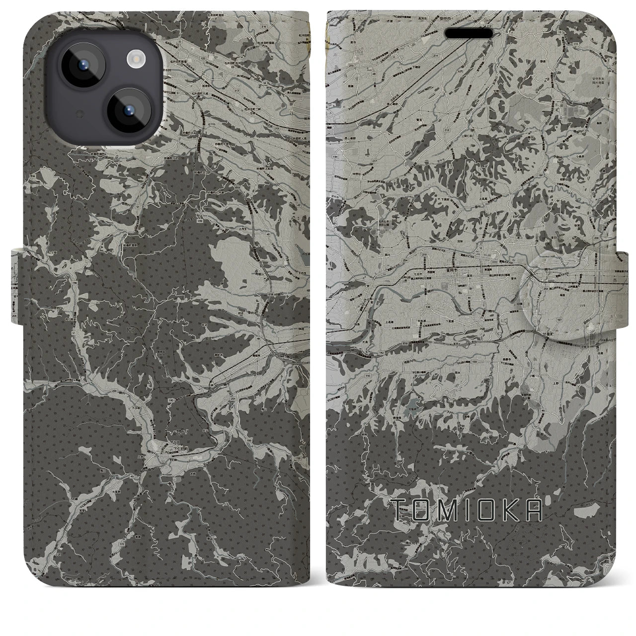 【富岡(群馬県)】地図柄iPhoneケース(手帳タイプ)