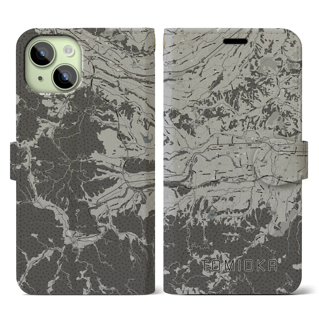 【富岡(群馬県)】地図柄iPhoneケース(手帳タイプ)