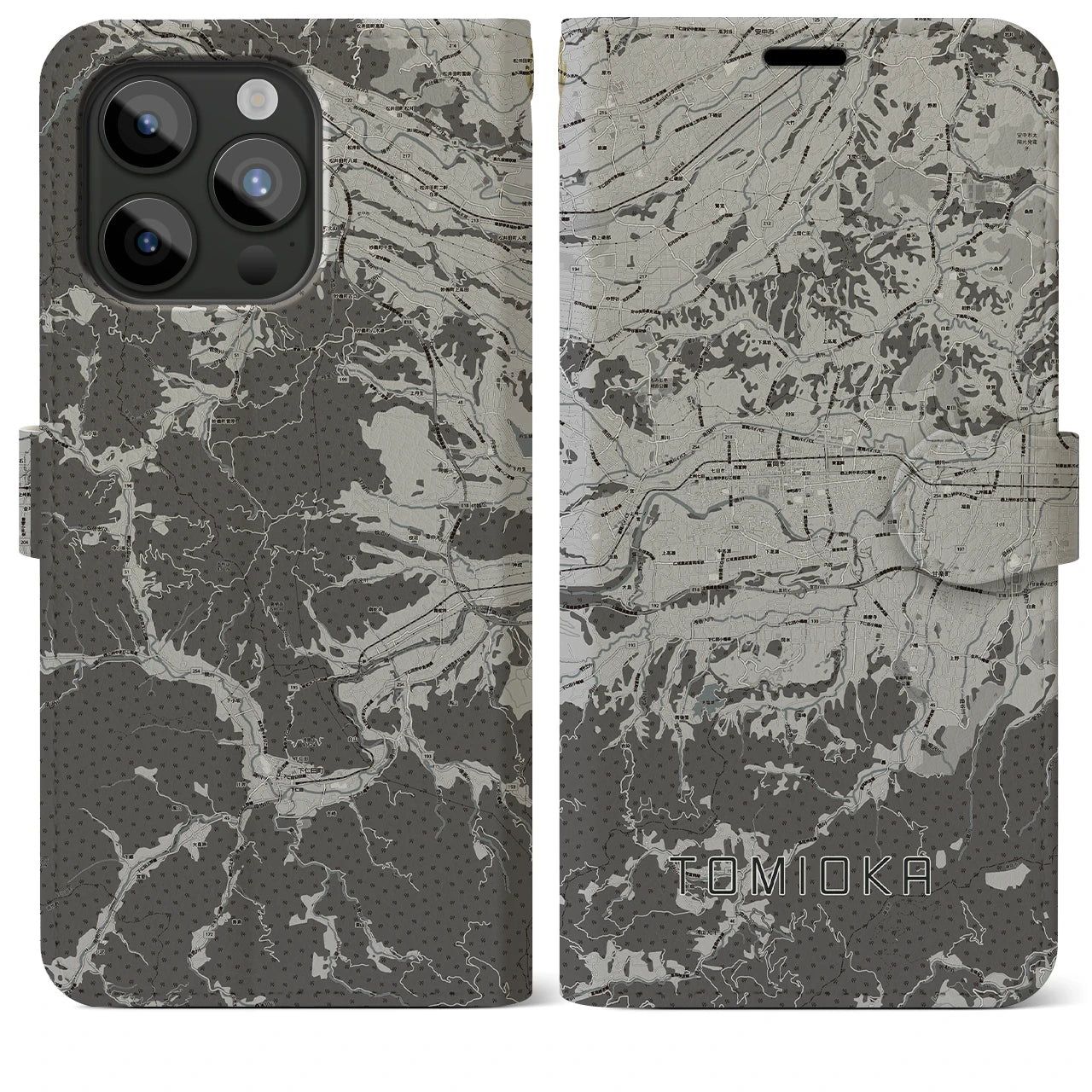 【富岡(群馬県)】地図柄iPhoneケース(手帳タイプ)