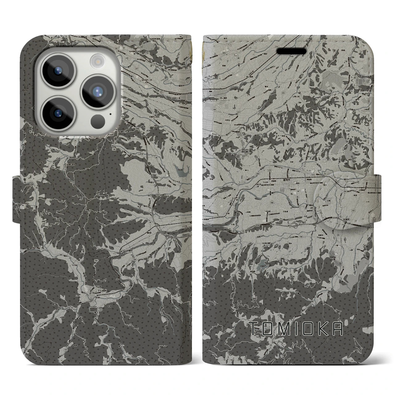 【富岡(群馬県)】地図柄iPhoneケース(手帳タイプ)