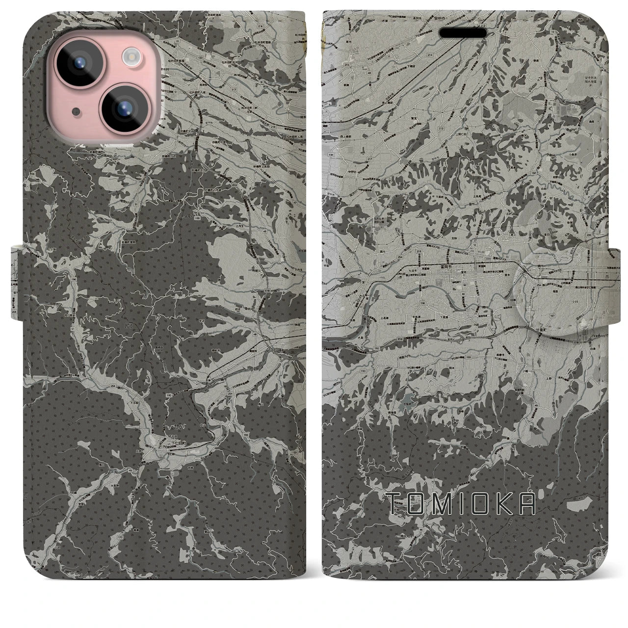 【富岡(群馬県)】地図柄iPhoneケース(手帳タイプ)