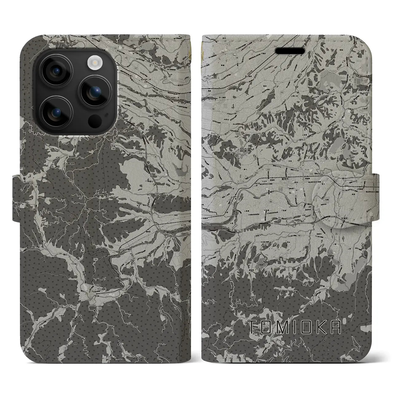 【富岡(群馬県)】地図柄iPhoneケース(手帳タイプ)