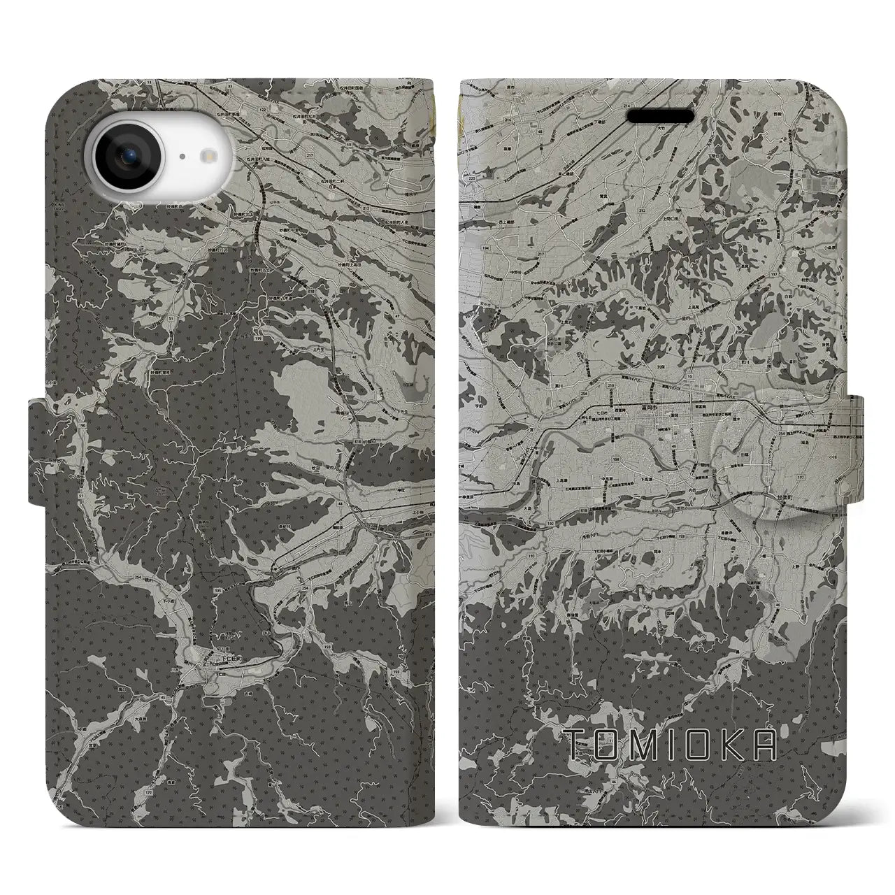 【富岡(群馬県)】地図柄iPhoneケース(手帳タイプ)