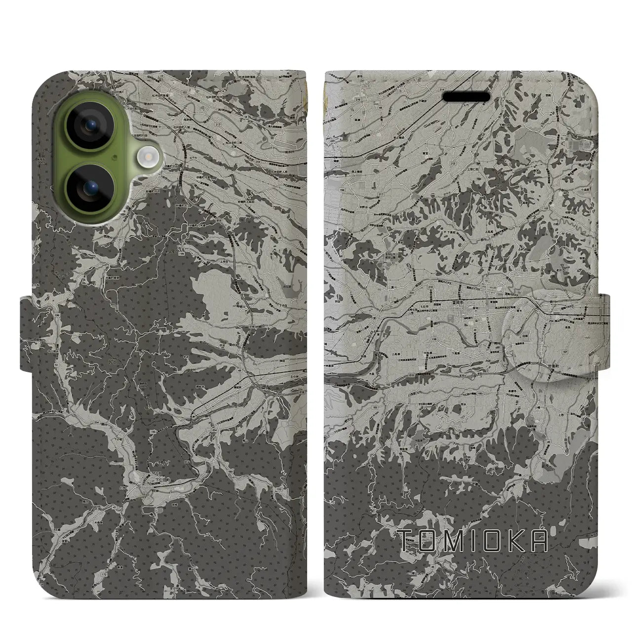 【富岡(群馬県)】地図柄iPhoneケース(手帳タイプ)