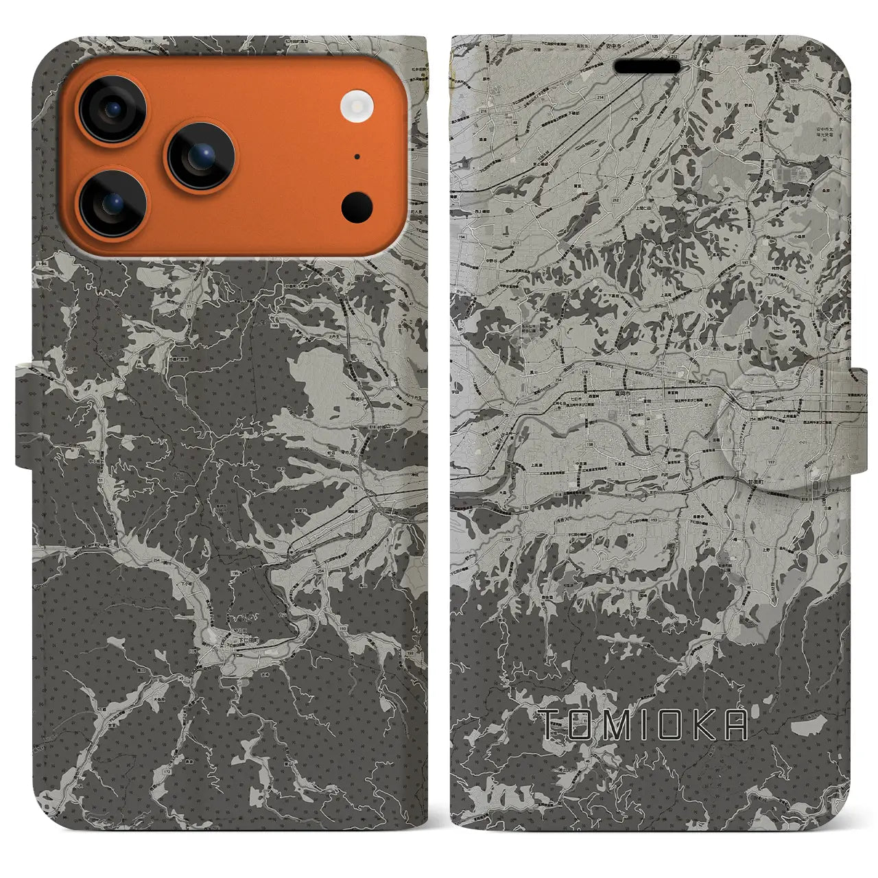 【富岡(群馬県)】地図柄iPhoneケース(手帳タイプ)