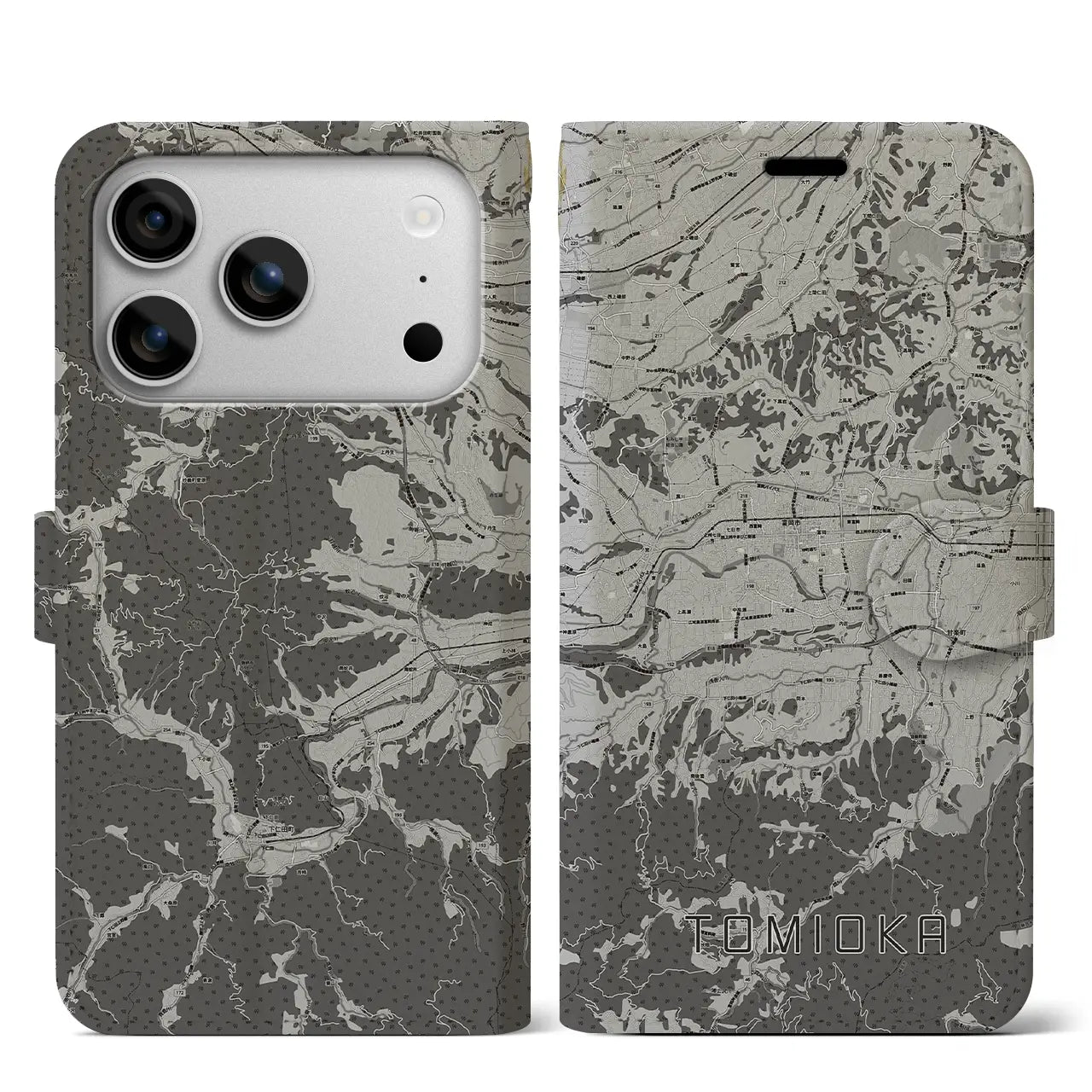 【富岡(群馬県)】地図柄iPhoneケース(手帳タイプ)