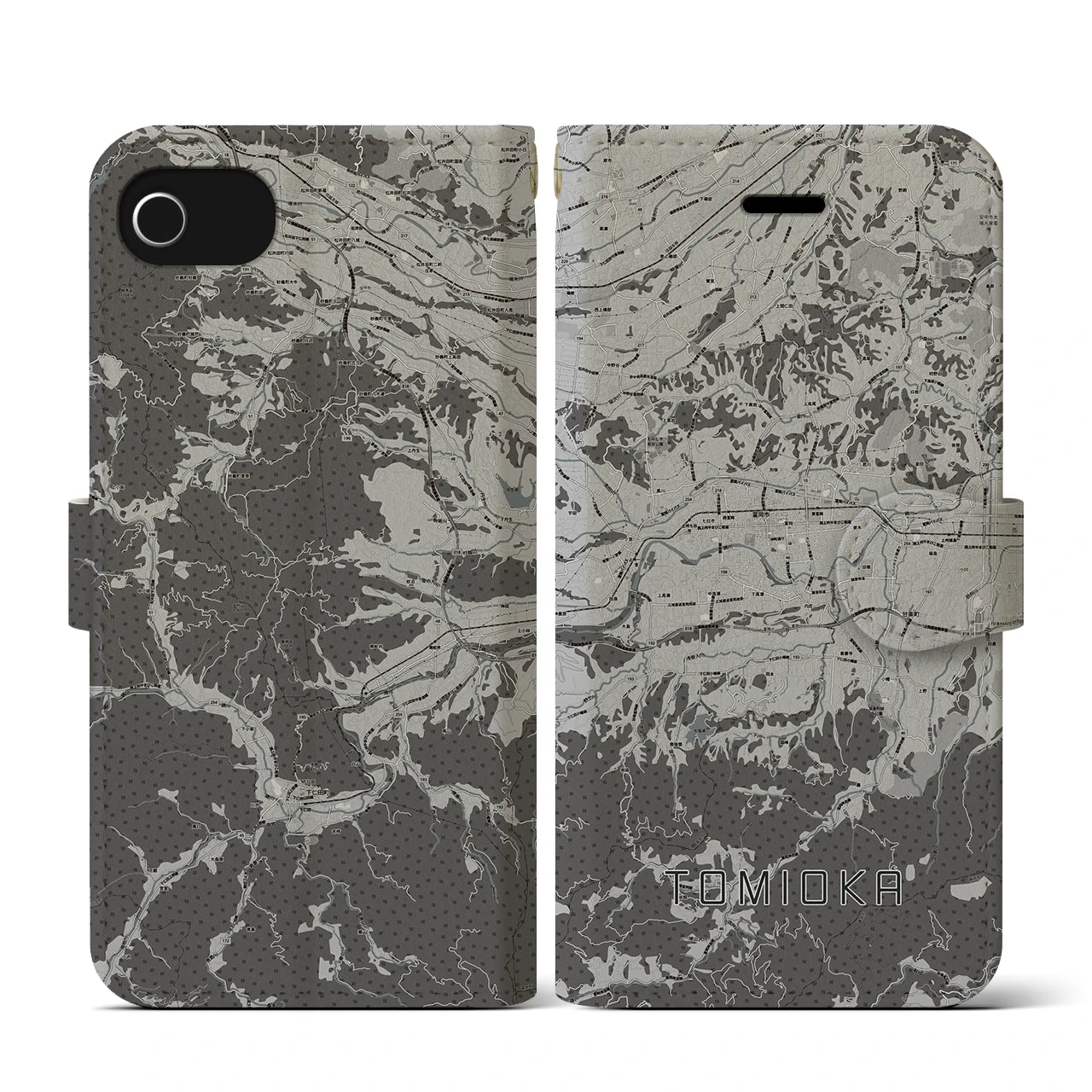 【富岡(群馬県)】地図柄iPhoneケース(手帳タイプ)