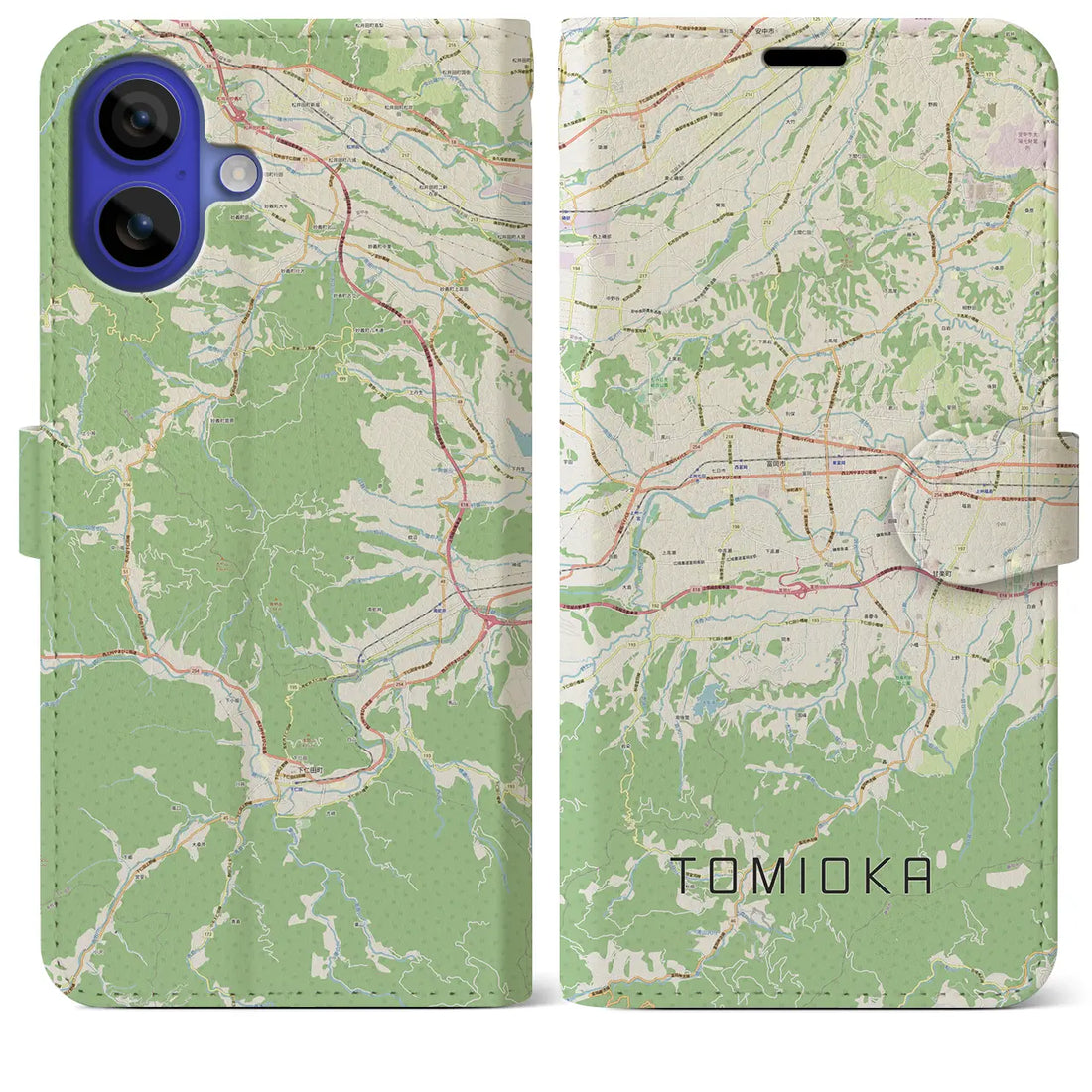 【富岡(群馬県)】地図柄iPhoneケース(手帳タイプ)ナチュラル・iPhone 16 Pro Max 用